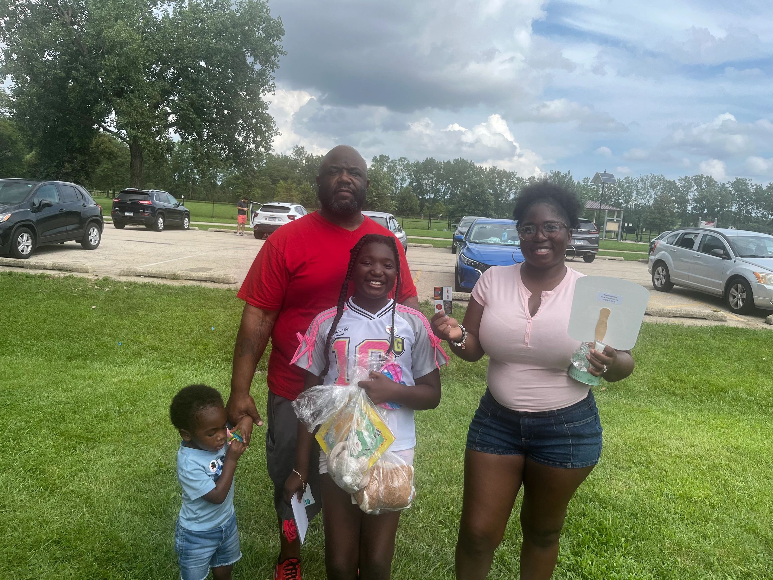 Family with supplies