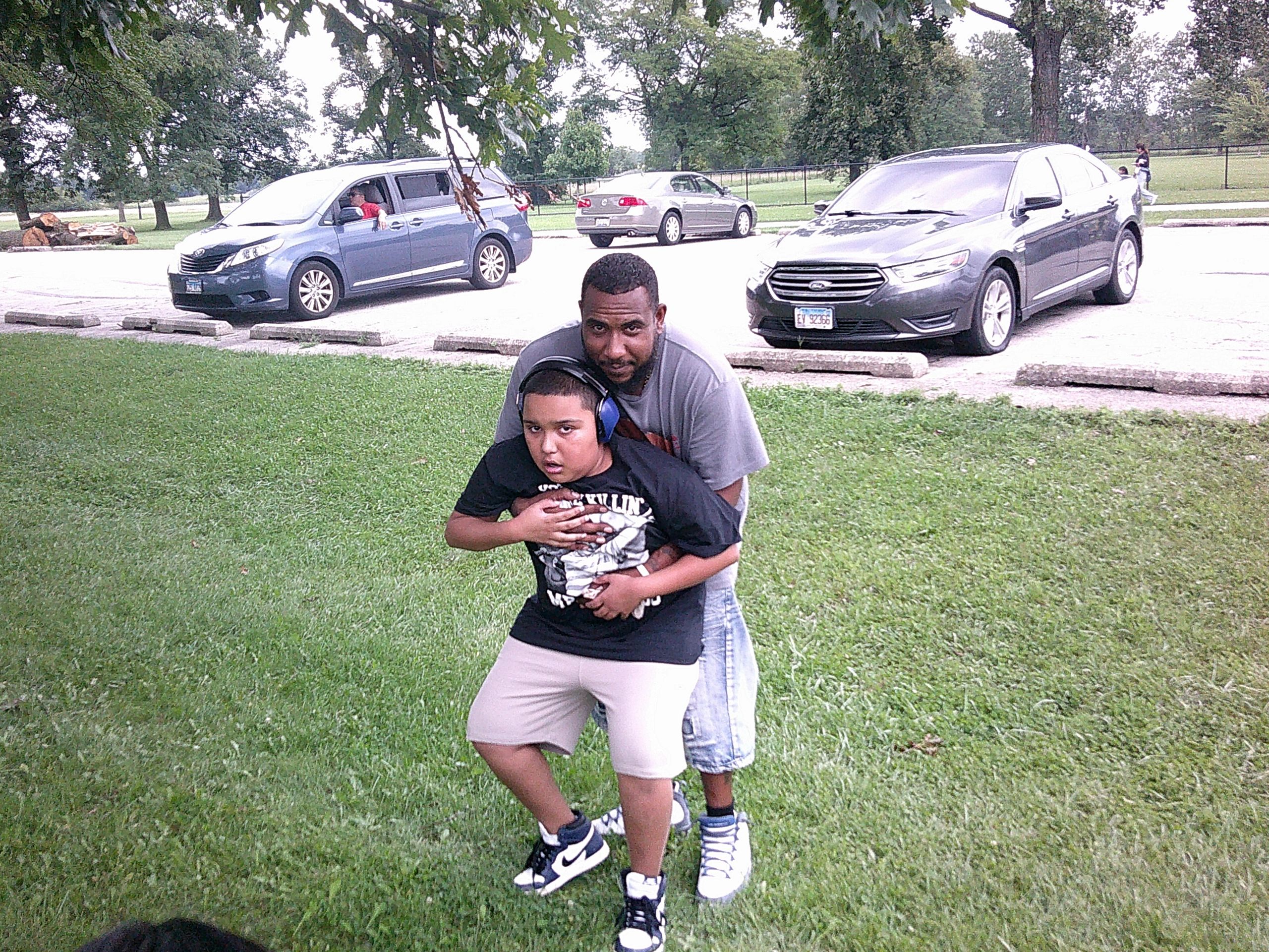 Adult and child playing